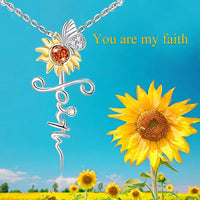 Sunflower Cross Jesus Faith Religious Jewelry Pendant Fashion Inspirational Gifts for Ladies Teen Girls Teens